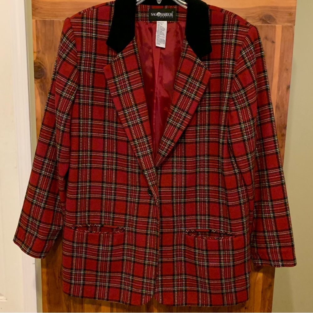 Sag Harbor Petite Red Plaid Blazer